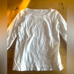 Eileen Fisher 3/4 Sleeve Scoop Neck Tee Shirt White Women’s‎ Medium Preloved